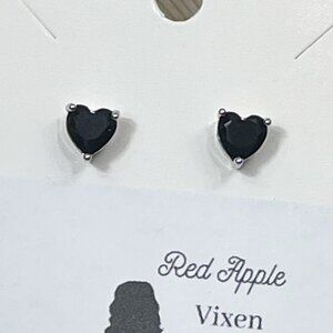 Heart Stud Earring With Austrian Crystals Black